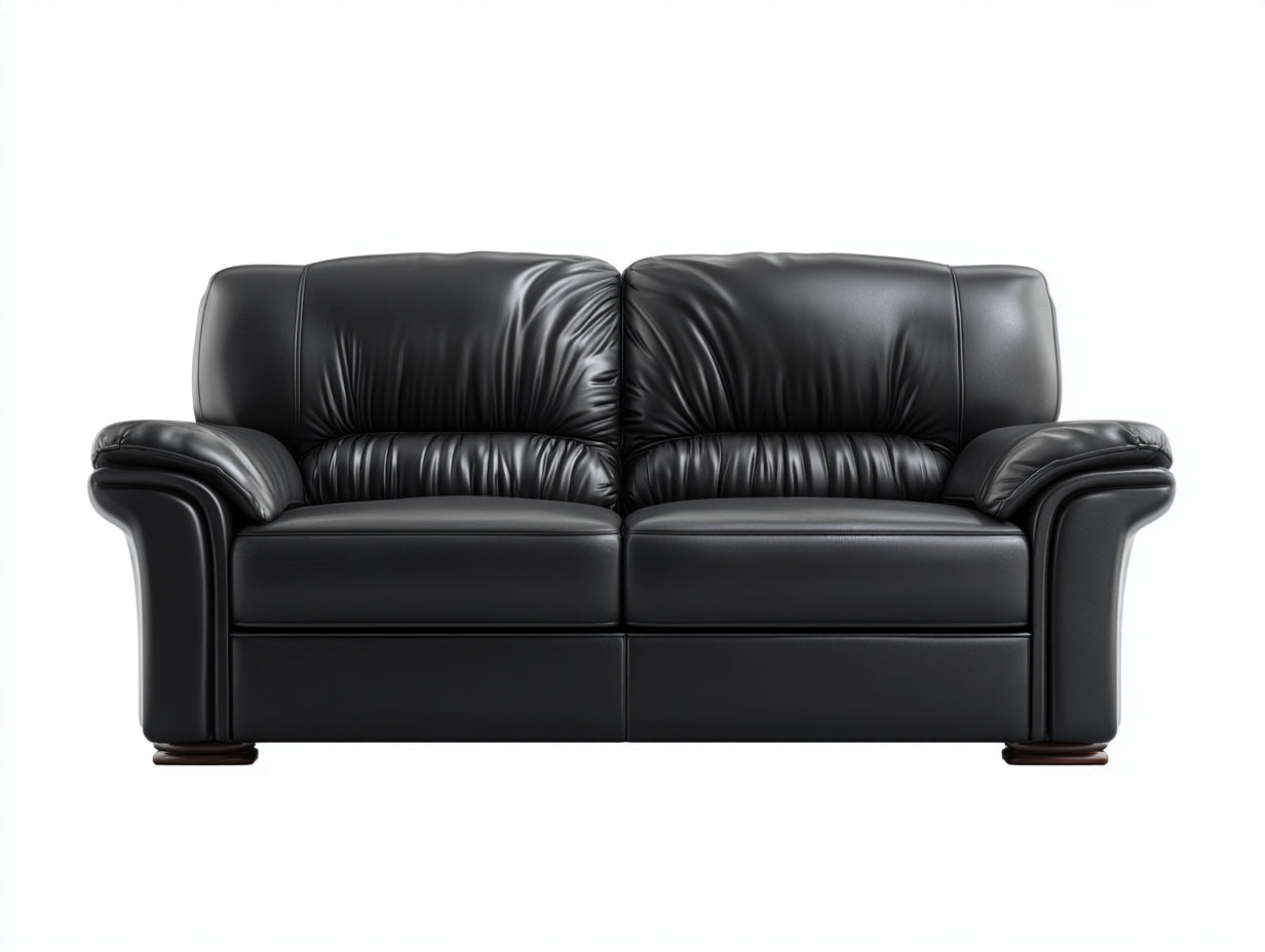 Sofás 2 plazas de cuero sintético 170x90x88 cm - negro - estilo clásico con reposabrazos acolchados