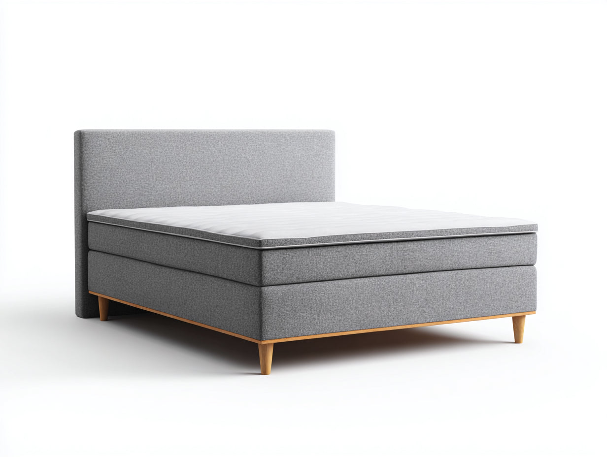 Camas dobles de tela 200x160x110 cm - gris - estilo moderno con cabecero acolchado