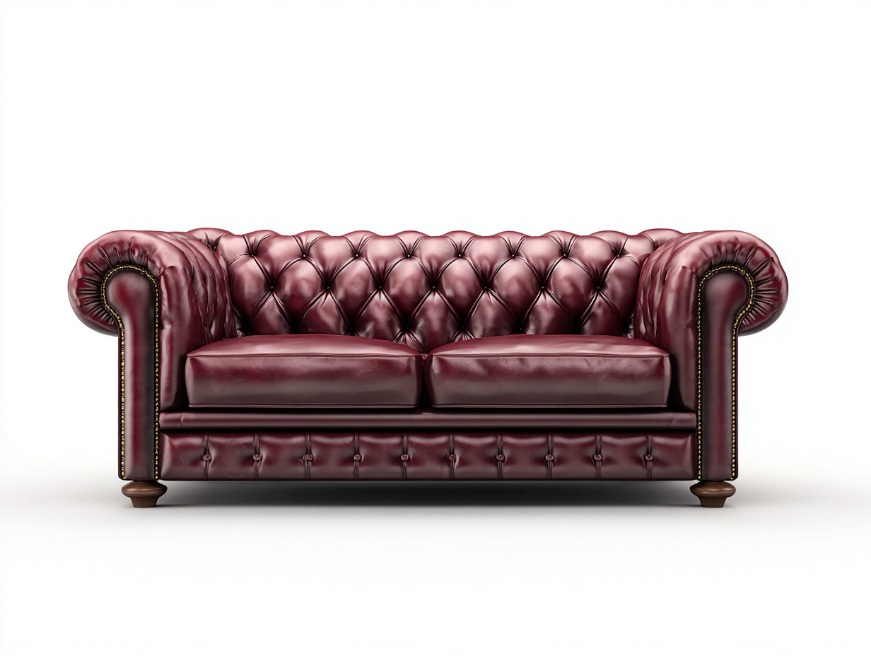 Sofás 2 plazas piel sintética 175x90x78 cm - burdeos - estilo Chesterfield