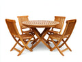 Conjuntos de comedor de jardín de madera 120x120x75 cm - marrón - diseño rústico con mesa redonda y 4 sillas