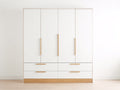 Armarios madera blanco y roble 180x52x200 cm - 4 puertas y 4 cajones - diseño moderno
