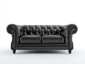 Sofás 2 plazas de cuero sintético 180x90x75 cm - negro - estilo Chesterfield clásico