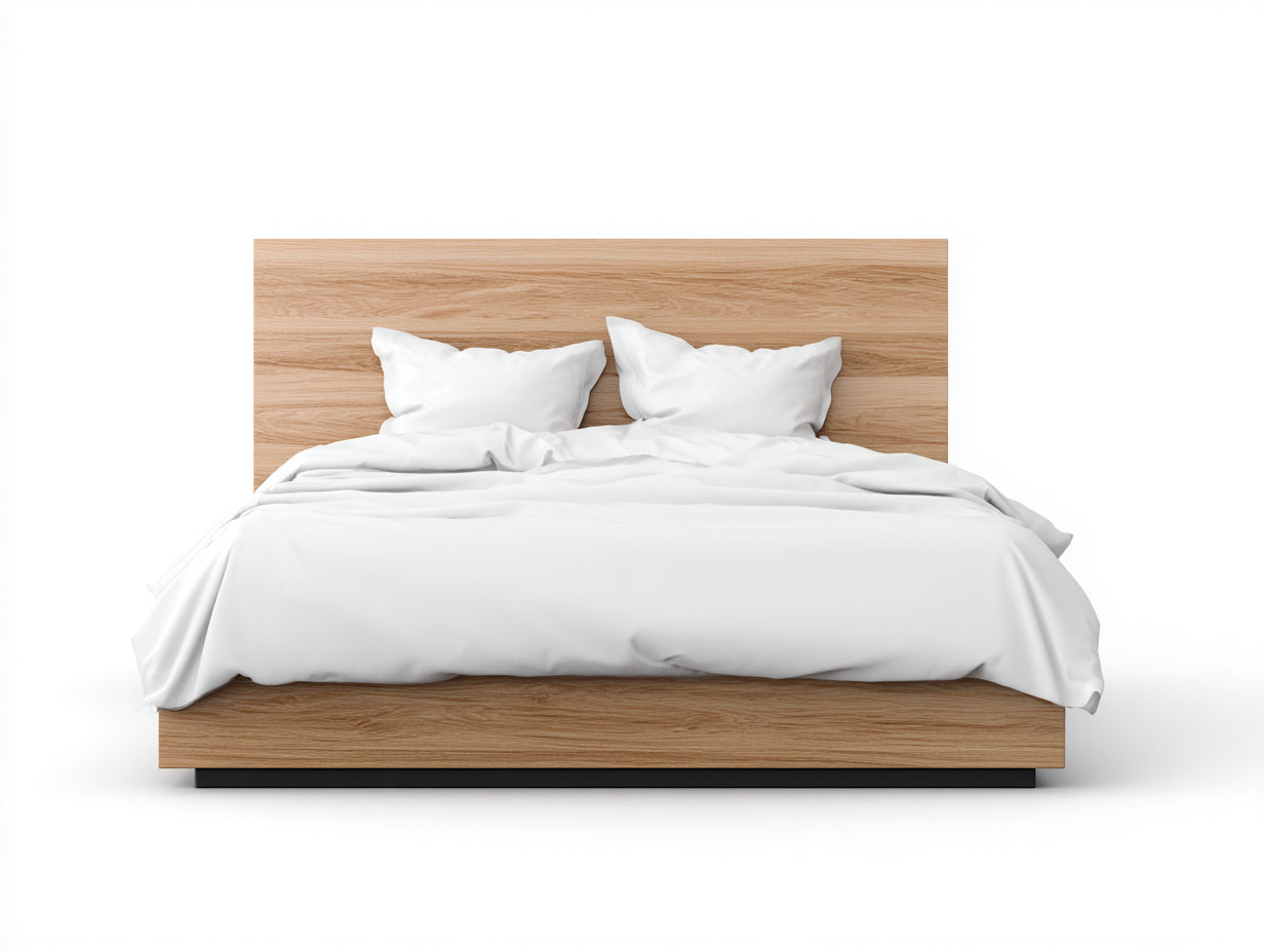 Camas dobles de madera 205x165x95 cm - madera natural - diseño moderno para dormitorio