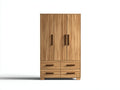 Armarios madera natural 120x55x190 cm - 3 puertas y 4 cajones - diseño moderno