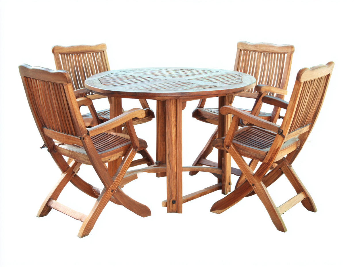 Conjuntos de comedor de jardín de madera 120x120x75 cm - marrón natural - estilo clásico para exterior