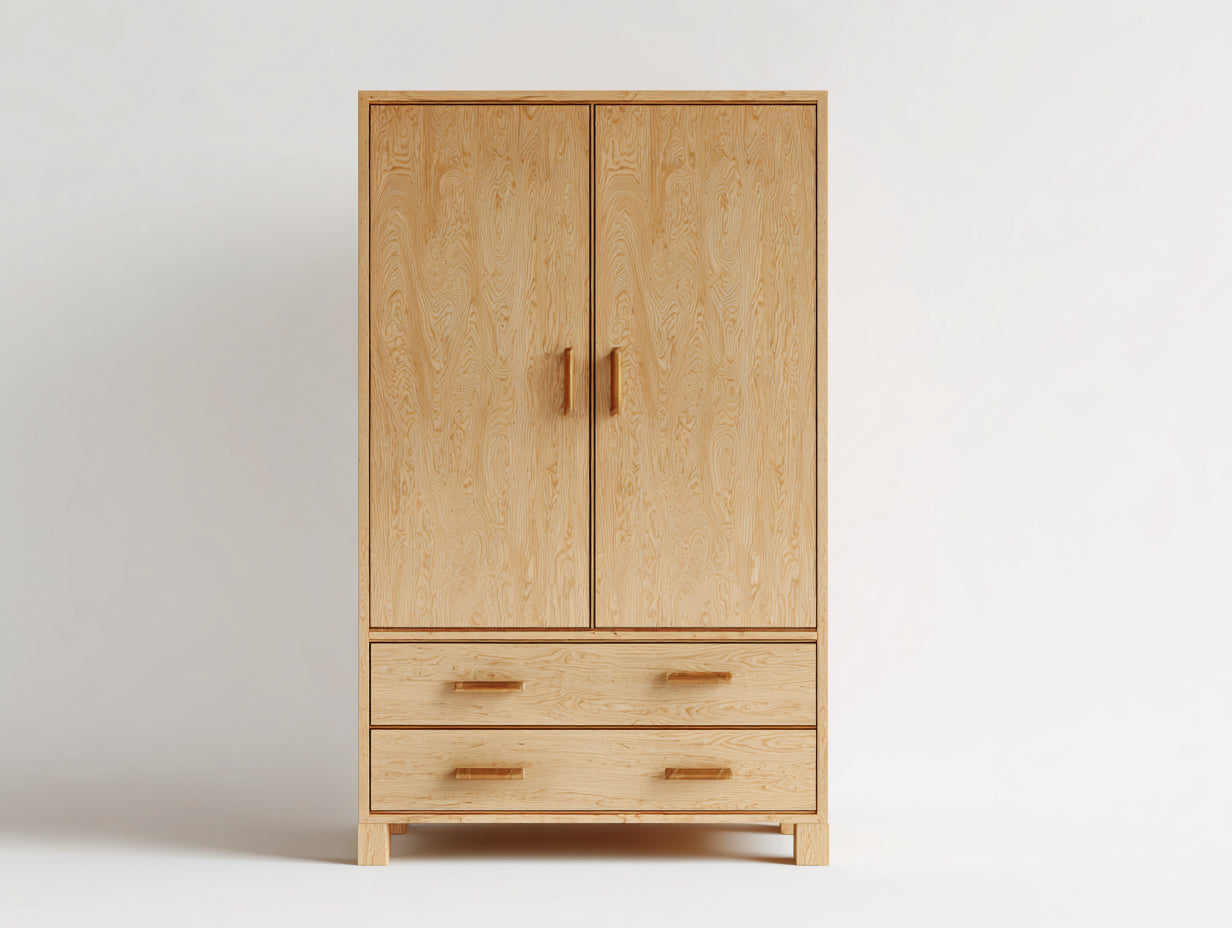 Armarios de madera 110x55x190 cm - marrón - diseño moderno con 2 puertas y 2 cajones