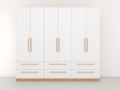 Armarios de madera 240x58x210 cm - blanco y madera natural - diseño moderno para dormitorio