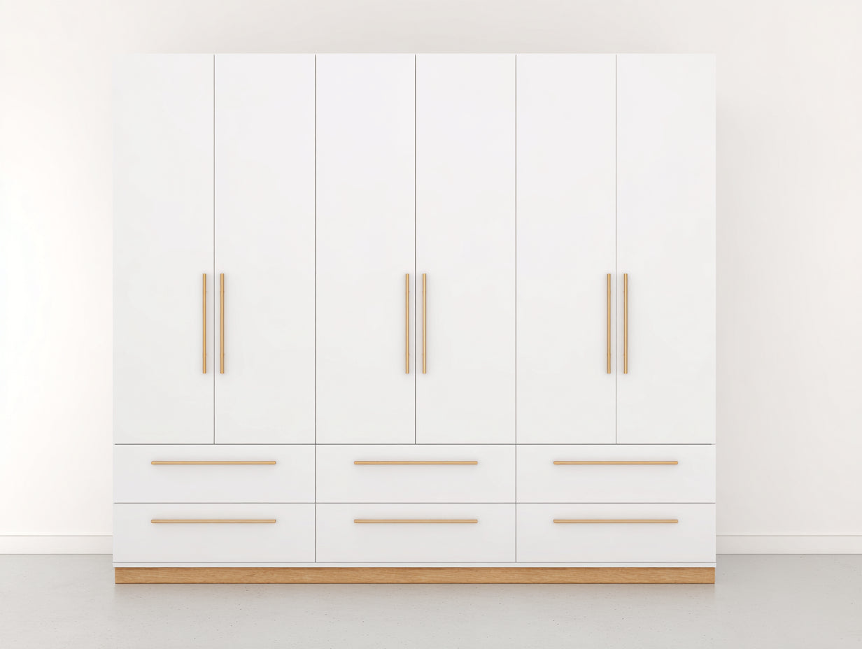 Armarios de madera 240x58x210 cm - blanco y madera natural - diseño moderno para dormitorio