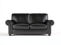 Sofás 2 plazas de cuero sintético 160x85x85 cm - negro - estilo clásico con reposabrazos curvos