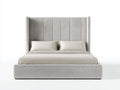 Camas dobles de tela 210x170x125 cm - gris claro - estilo moderno con cabecero acanalado