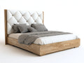 Camas dobles de madera 200x160x118 cm - madera natural-blanco - cabecero capitoné para dormitorio
