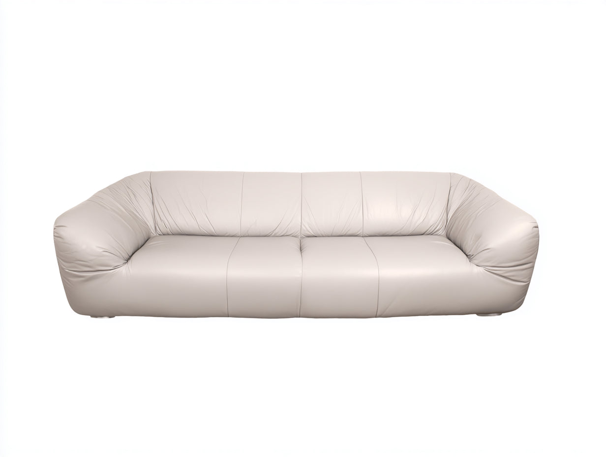 Sofás 2 plazas piel sintética 185x92x78 cm - beige - diseño contemporáneo