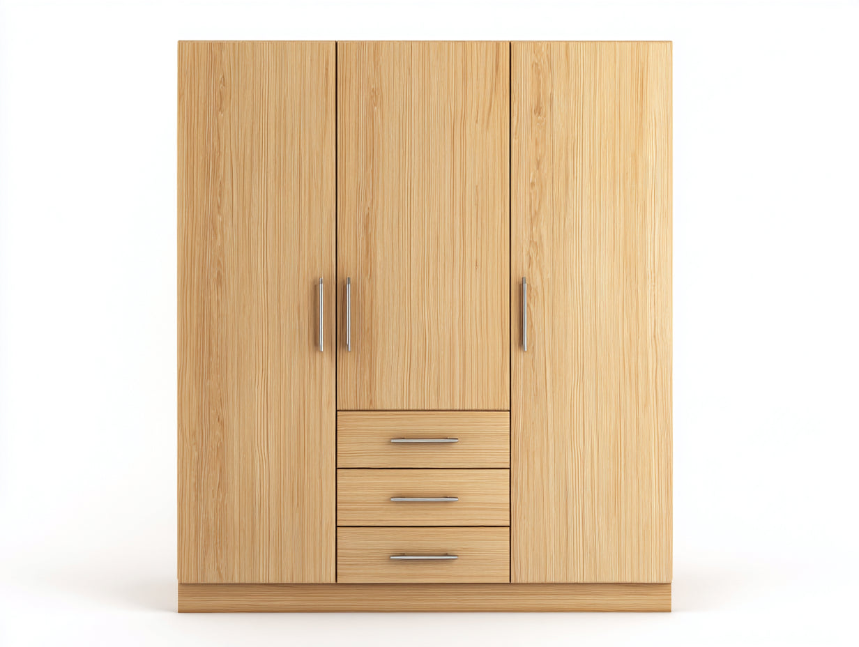 Armarios de madera 160x55x200 cm - marrón - diseño moderno con 3 puertas y 3 cajones
