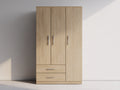 Armarios madera color roble 120x50x190 cm - 3 puertas y 2 cajones - diseño moderno