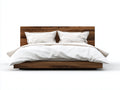 Camas dobles madera nogal 210x165x95 cm - cabecero recto - diseño moderno para dormitorio