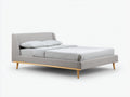 Camas dobles de tela 210x170x100 cm - gris claro - estilo moderno con cabecero acolchado