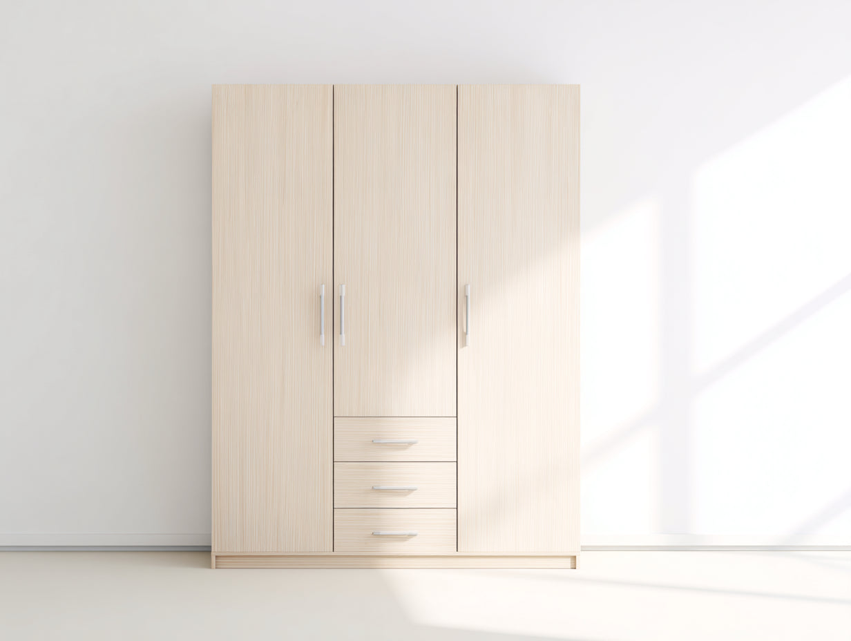 Armarios de madera 150x55x195 cm - madera clara - diseño moderno para dormitorio