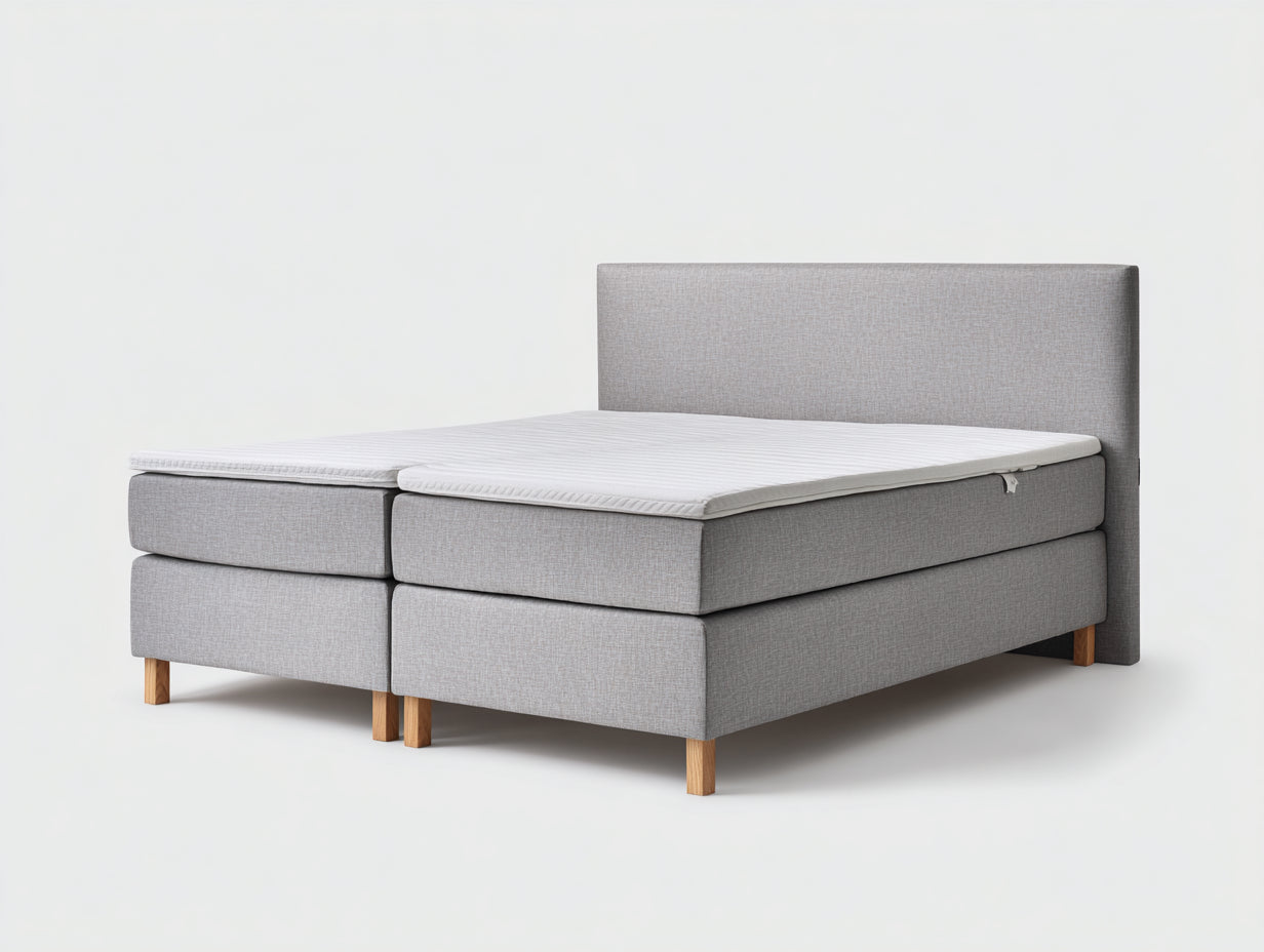 Camas dobles de tela 200x160x110 cm - gris claro - estilo moderno con cabecero acolchado