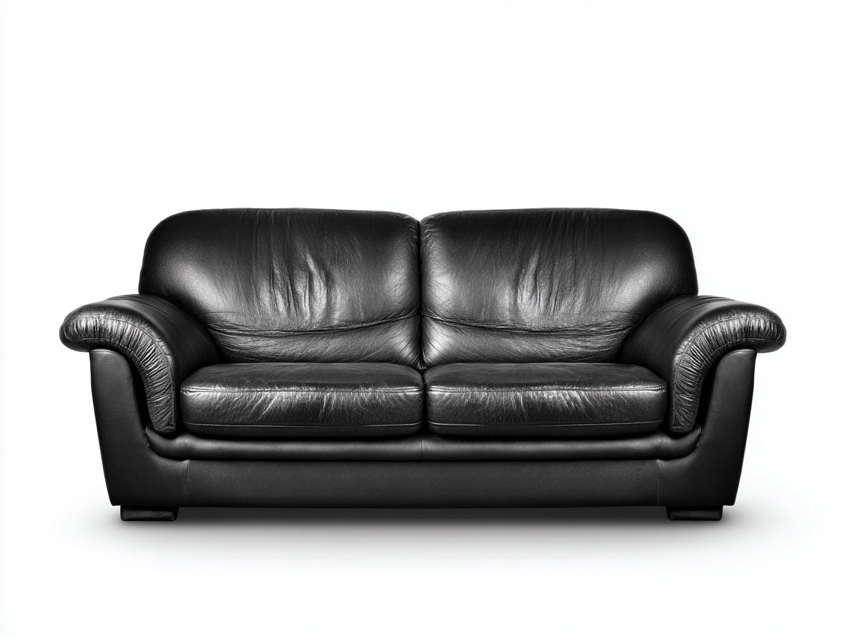 Sofás 2 plazas de piel sintética 180x90x84 cm - negro - diseño acolchado con reposabrazos para salón