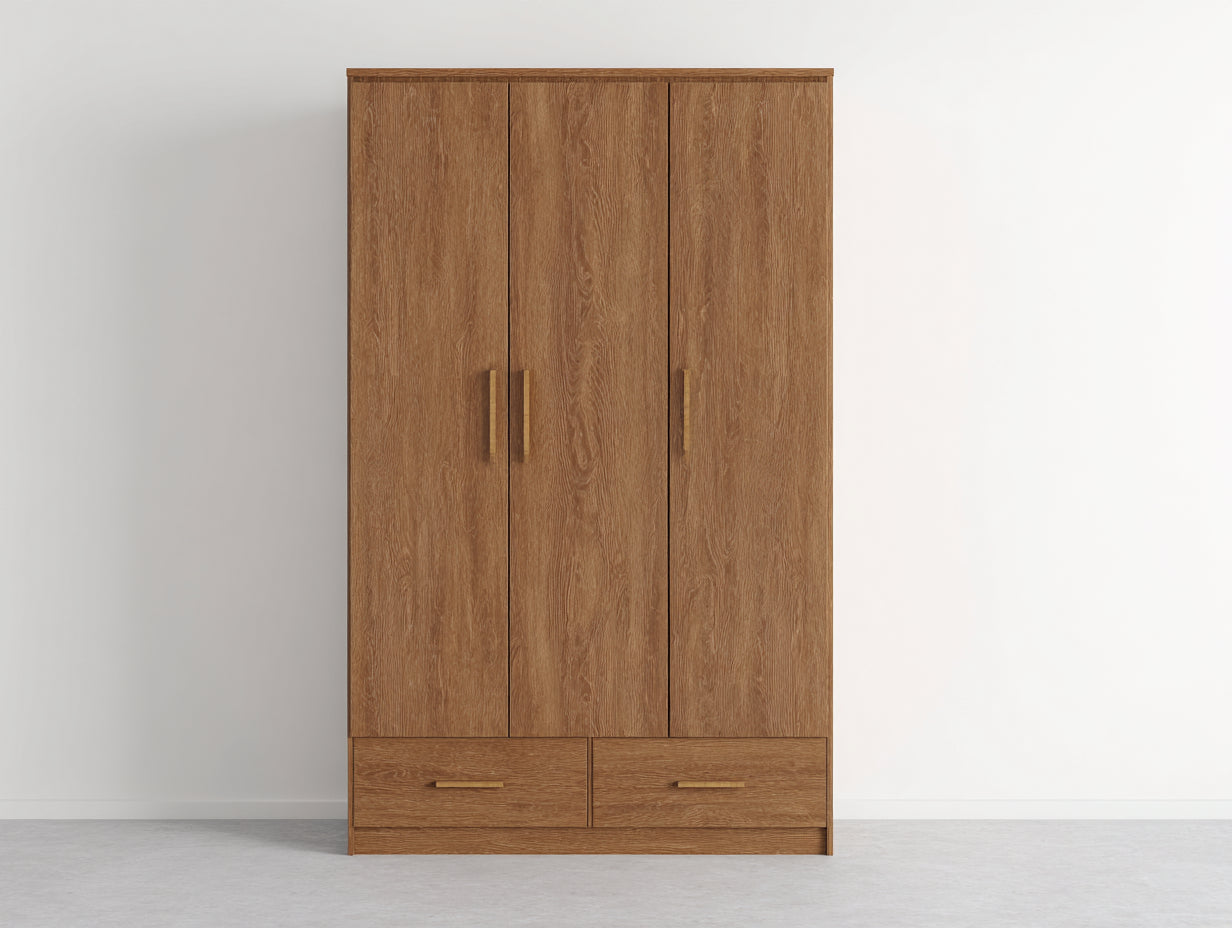 Armarios de madera 120x55x190 cm - marrón - estilo moderno con 3 puertas y 2 cajones