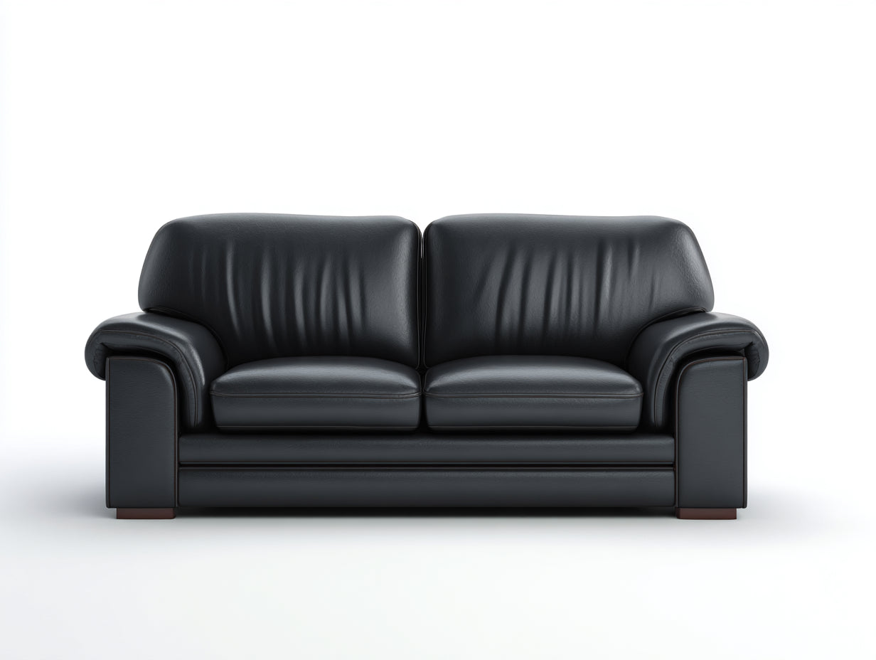 Sofás 2 plazas de piel sintética 175x88x82 cm - negro - diseño acolchado con reposabrazos para salón