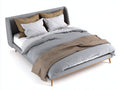 Camas dobles de tela 210x170x105 cm - gris - estilo moderno con cabecero envolvente
