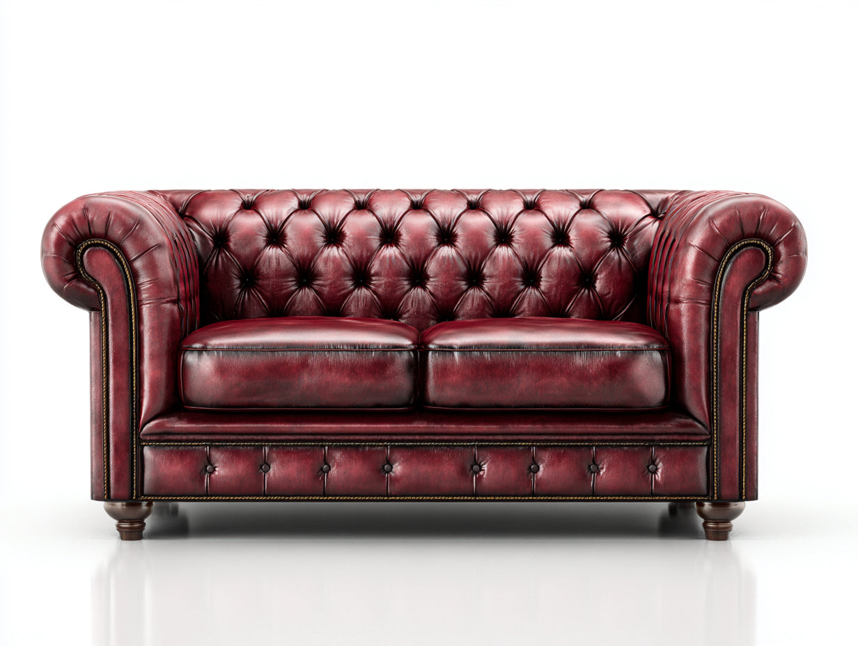 Sofás 2 plazas de cuero sintético 170x88x78 cm - burdeos - estilo Chesterfield para salón