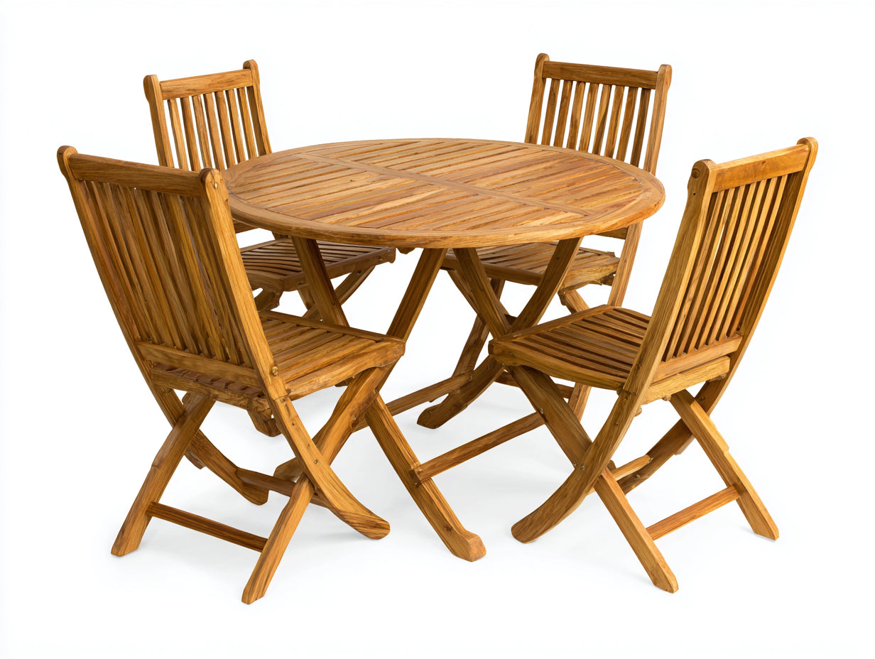 Conjuntos de comedor de jardín madera 120x120x75 cm - marrón - diseño plegable