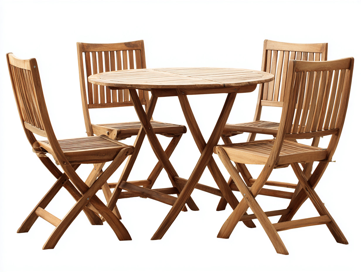 Conjuntos de comedor de jardín de madera 90x90x75 cm - marrón - estilo natural plegable para exterior